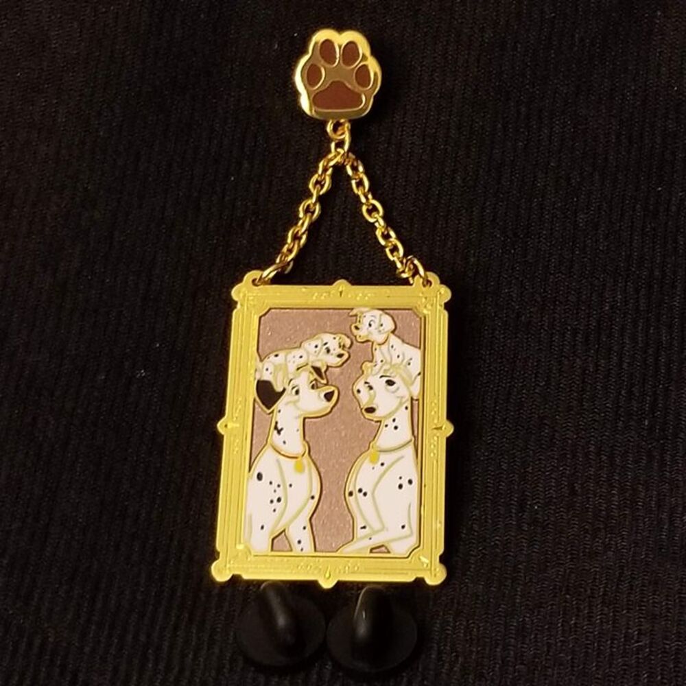 Disney Pin 101 Dalmatians Family Pongo and Perdita Two Puppies Picture Frame Paw - Picture 4 of 9